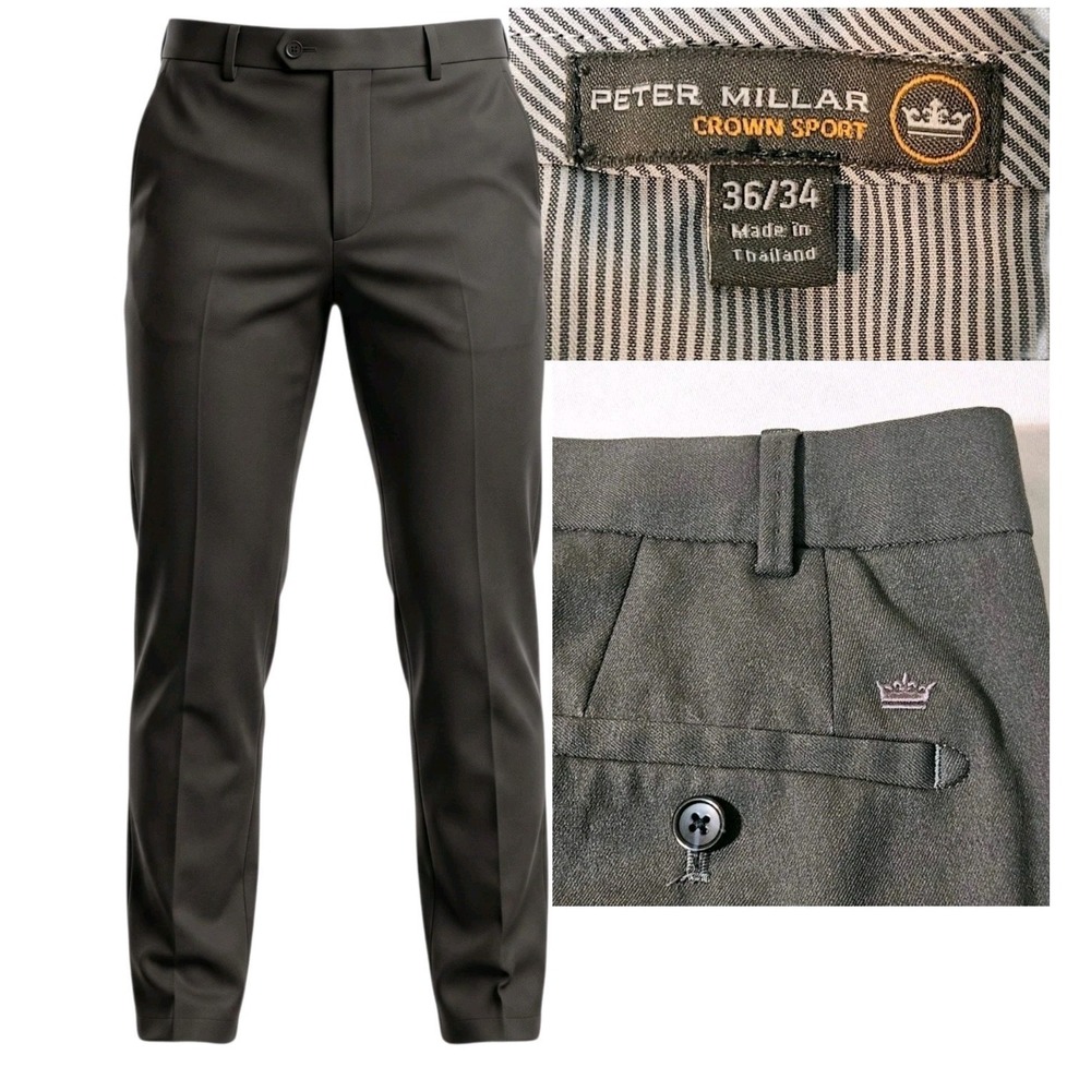Peter Millar Crown Sport Pants Men 36x30 Gray Chino Straight Leg MF16EB44FB